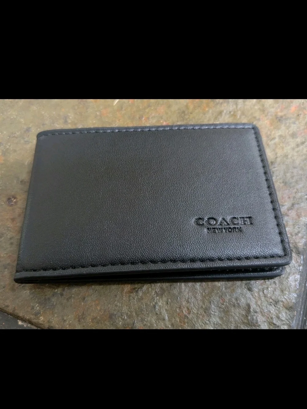 Coach Black Leather Folded Card And ID 🪪 Compact Wallet